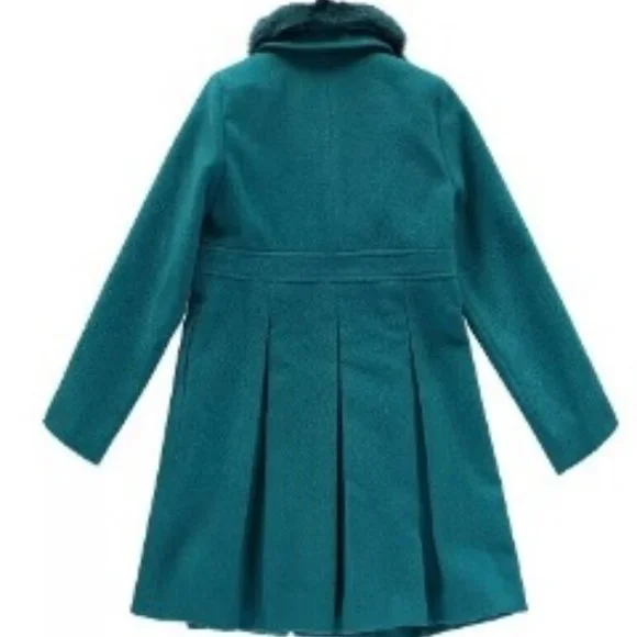NWT S Rothschild Detachable Faux Fur Trim Collar & Bow Teal- 14, 16 - Picture 3 of 3